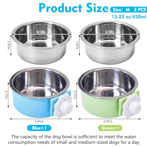 Crate Dog Bowl (2 PCS / Size: M (Blue, Green))