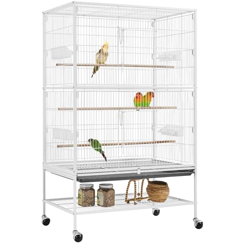 52" Large Bird Cage for Parrots (White / 31.0"L x 20.5"W x 52.0"H)
