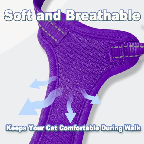 Cat Harness and Leash Set Escape Proof for Kitten Walking (XX-Small / Purple)