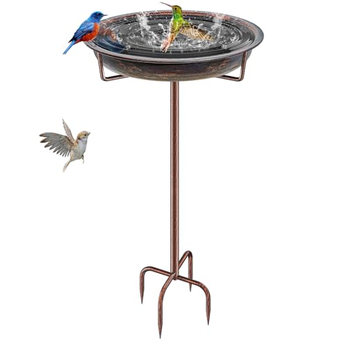 Metal Bird Bath for Outside Garden Birdbath Bowl (Retro Copper)