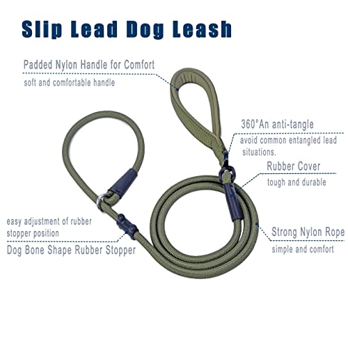 Slip Lead Dog Leash (1/2"×6ft / Army Green)