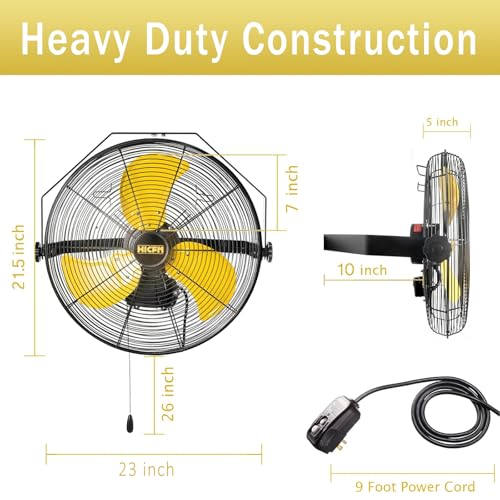 4600 CFM 18 inch Outdoor Safety Yellow Wall Mounted Fan with IP44 Enclosure Motor (18" Outdoor (No Remote))