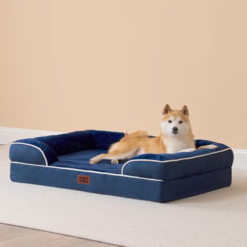 Orthopedic Dog Beds Large Sized Dog (Navy / 35.0"l X 22.0"w X 6.5"th)