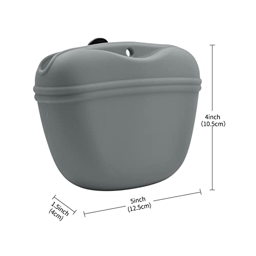 Silicone Dog Treat Pouch with Clicker Magnetic Closure Secure Clip (2 Pack / Light grey+Duck egg green)
