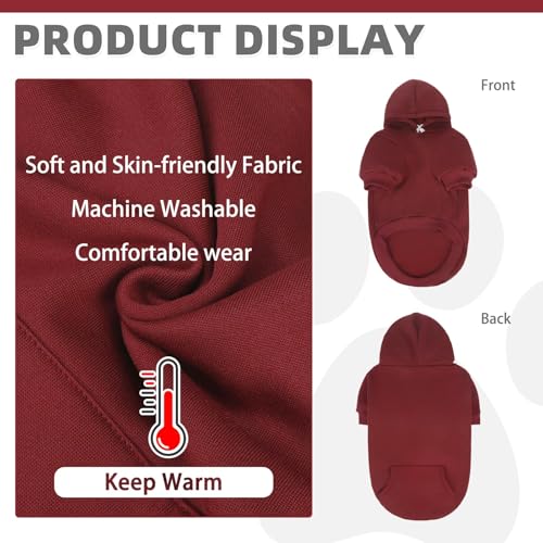 Dog Hoodie for Large Medium Small Dogs (Deep Red / Small)