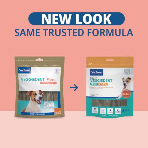 C.E.T. Veggiedent Fr3sh & Flex Plaque and Tartar Control Chew for Dogs (Small 11-22lbs)