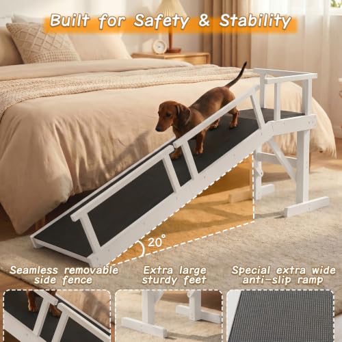 61" Dog Ramp for Bed&Couch (White / 61"L x 20"H x 15.7"W)