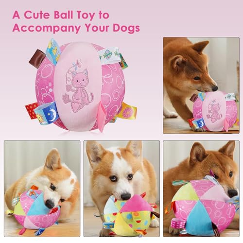 Dog Squeaky Plush Toy with Straps (Pink)