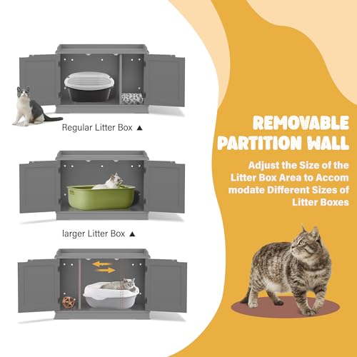 Cat Litter Box Enclosure Cabinet (Gray)