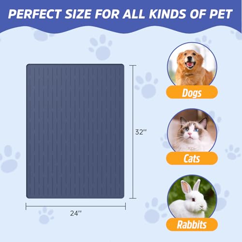 Large Dog Mats for Food and Water (Blue / 32"L x 24"W)