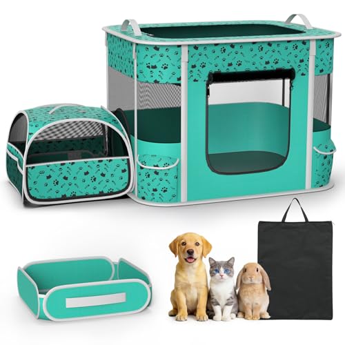 Portable Cat Playpen with Litter Box (2-in-1)