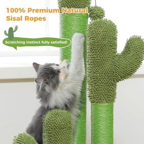 35” Cat Scratching Post Cactus Cat Scratcher with Toy Ball (Extra Large 35" / Green)