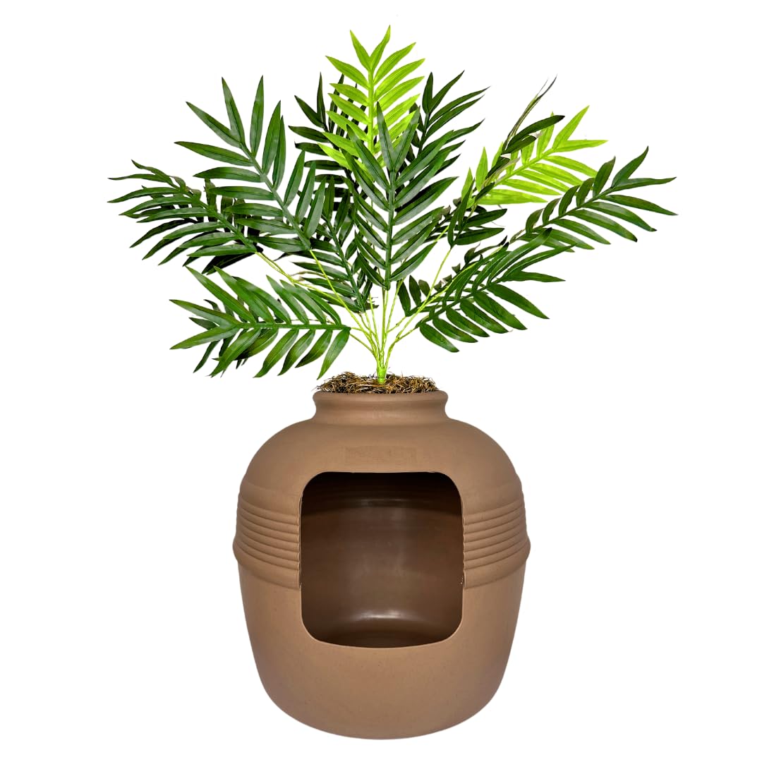 Original Hidden Litter Box Planter (Palm Plant / Base Kit / Terracotta Brown)