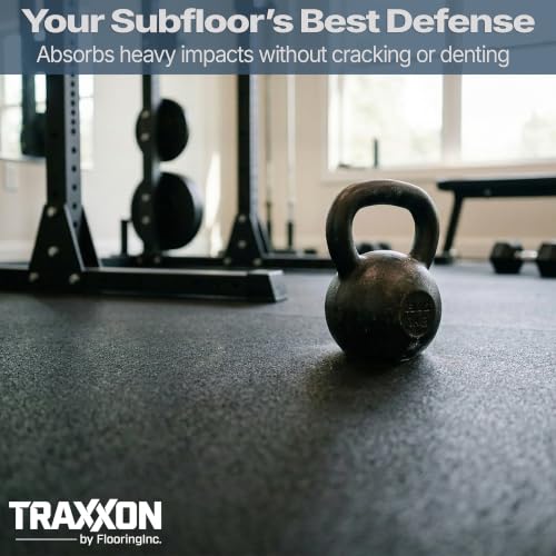 Traxxon by FlooringInc Rubber Gym Flooring Roll (Black / 300"L x 48"W x 0.5"Th)