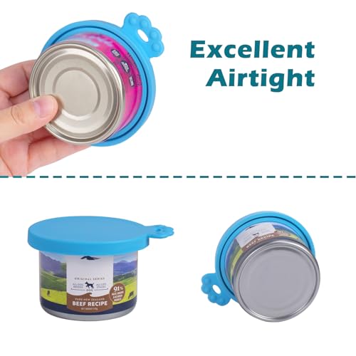 2 Packs Pet Food Can Covers Lids (Blue + Blue)