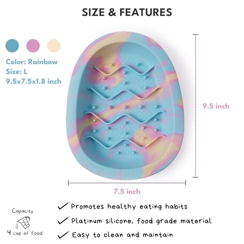 Dog & Cat Lick Mat Bowls with Suction Cups (Rainbow / Large)