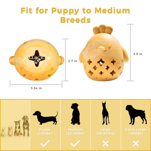 Dog Toy Treat Food Dispenser Puzzle Rubber Chew Toys Stuffed Ball (yellow hen)