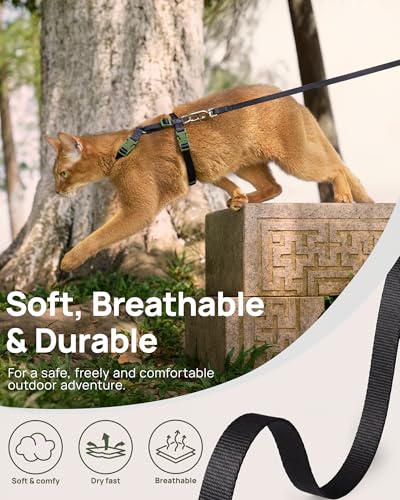 Adjustable Cat Harness and Leash Set Escape Proof (Black)