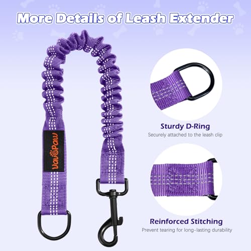 Bungee Dog Leash Extender (Black/Purple)