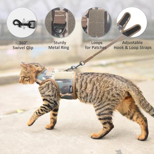 Cat Harness and Leash Set Escape Proof (Jungle Camo / L 8-12 lbs)