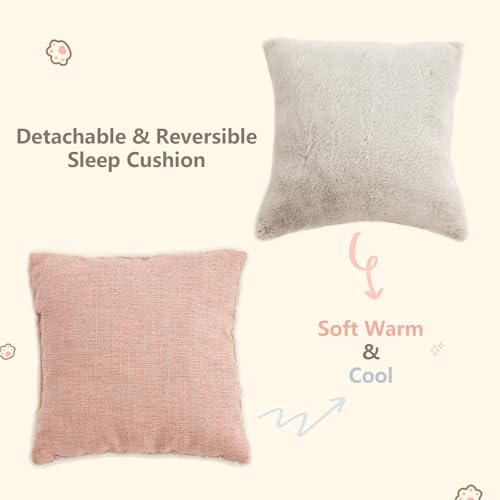 Cat Bed for Indoor Cats (Pink / L(17.5 x 17.5 x 17.5 Inch))