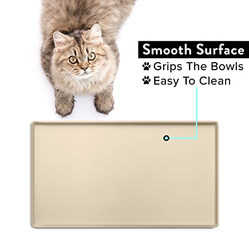 Premium Cat Food Mat (19"L x 11"W / Sand)