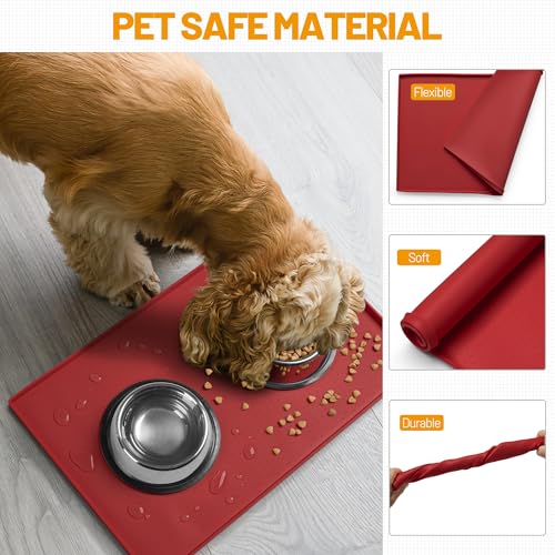 Dog Feeding Mat (Red / 32"l X 24"w)