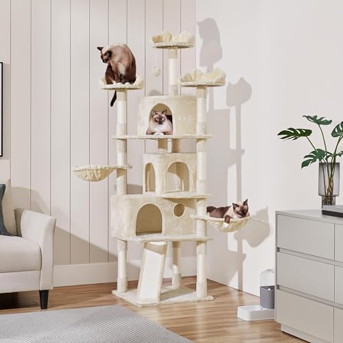 76.5in Multi Level Large Cat Tree (76.5in / Beige)