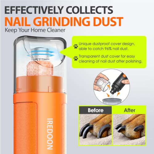Dog Nail Grinder with 4 LED Lights (Orange)