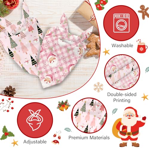 Pink Christmas Dog Bandanas 2 Pcs (Christmas1)
