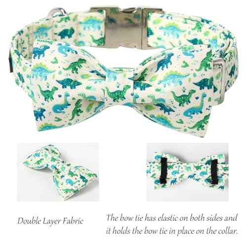 Dinosaur Dog Collar with Bowtie (Dinosaur / X-Large (Pack of 1))