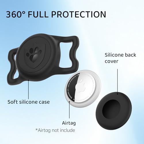 IP68 Waterproof AirTag Holder for Dog Collar (Black)