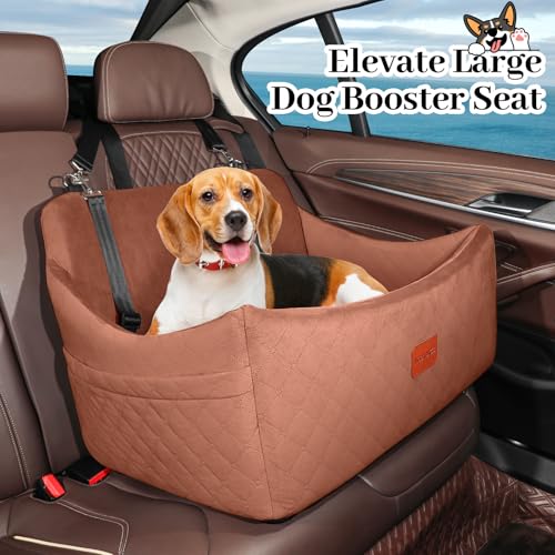 Dog Car Seat for Medium & Large Dogs Up to 55lbs (Brown / Large)