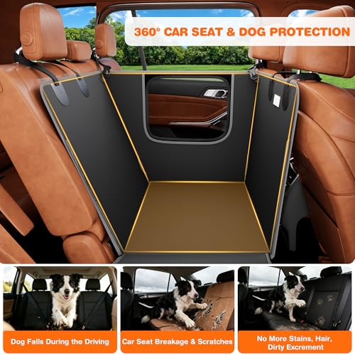 Half Dog Car Seat Cover for Back Seat (Black with Mesh Window)