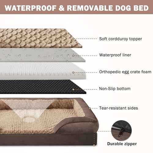 Orthopedic Dog Bed for Extra Large Dogs (XXL (48"x 35"x 8") / Dark Brown)