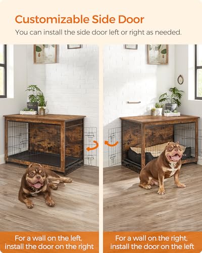 38.6" Dog Crate Furniture (Rustic Brown / 38.6"L x 25.6"W x 26.8"H)