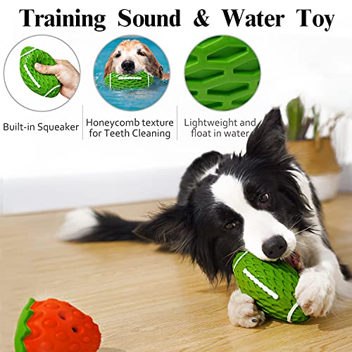 Dog Chew Toys for Aggressive Chewers Rubber Squeaky Dog Toy 3 Pack (colorful fruit set)