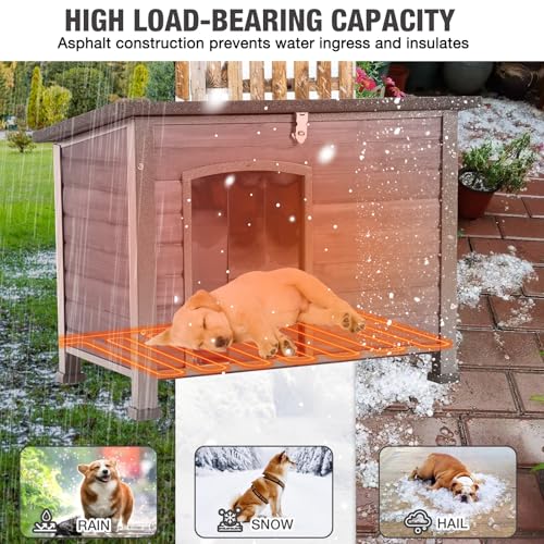 33.3’’ Heated Outdoor Dog House Weatherproof Insulated Dog Kennel with Metal Frame (Heated Dog House)