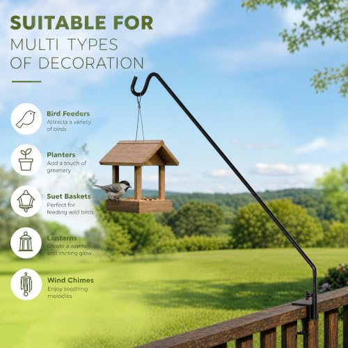 2 Pack Heavy Duty Extensible Adjustable Deck Hooks for Hanging Bird Feeders (43in Long Deck Hook-2 Packs)