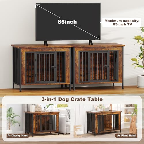 39.96" Dog Crate Furniture for 1 or 2 Dogs (Brown / 40.0"L x 23.6"W x 33.5"H)