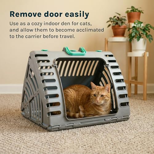 Foldable Travel Cat Carrier (A) Large Carrier (Tan & Gray))
