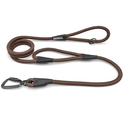 Rope Dog Leash with Two Handles (Brown / 6FT*0.51" Two Handle)