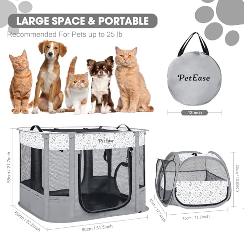 Portable Cat Playpen with Litter Box (Light gray)