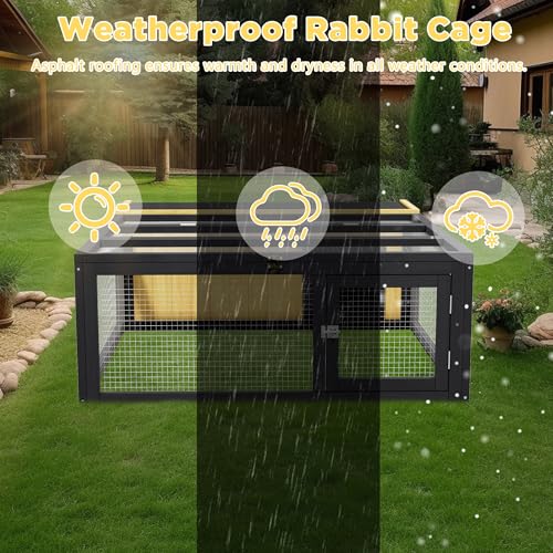 Large Rabbit Cage Outdoor Bunny Hideout Indoor for Backyard Garden (Yellow+Black 2)