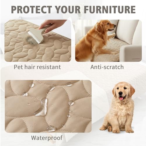 Pet Bed Cover Dog Bed Blanket for Sofa and Furniture Waterproof New Pattern Design (82x82 Inch (Pack of 1) / Beige)