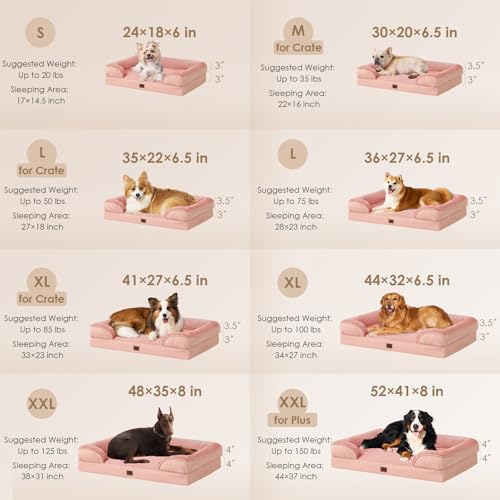 Orthopedic Dog Beds Large Sized Dog (Dusty Pink / 41.0"l X 27.0"w X 6.5"th)