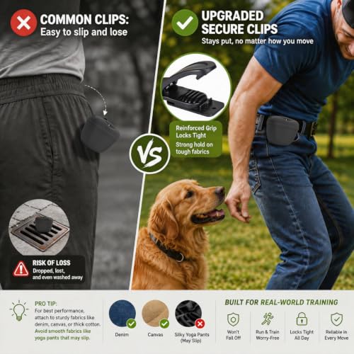 Silicone Dog Treat Pouch with Clicker Magnetic Closure Secure Clip (1 Pack / Dark grey)