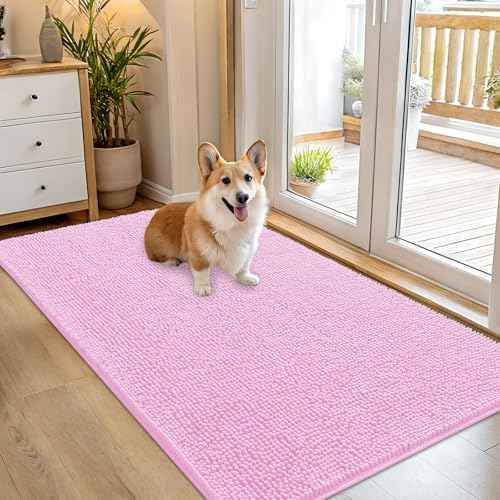 Dog Door Mat for Muddy Paws 54x32 (Pink / 54" X 32")
