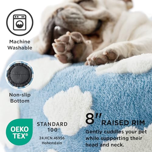 Shown on TV Jacquard Donut Dog Beds Medium Sized Dog (30.0"L x 30.0"W x 8.0"Th / Cozy Clouds Blue)