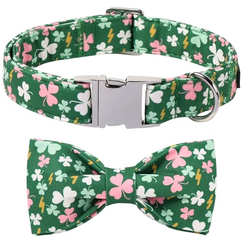 St. Patrick Dog Collars with Bow tie (G&P Clover / Medium (Pack of 1))
